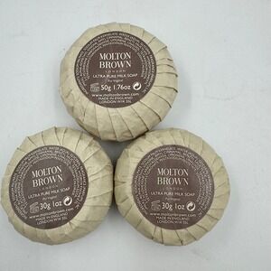 Molton‎ Brown Ultra Pure Milk Soap Set of 3 Travel Size NEW